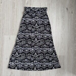 RIPE Skirt Geometric Tribal Print Maxi Black White Size S Made in Canada EUC